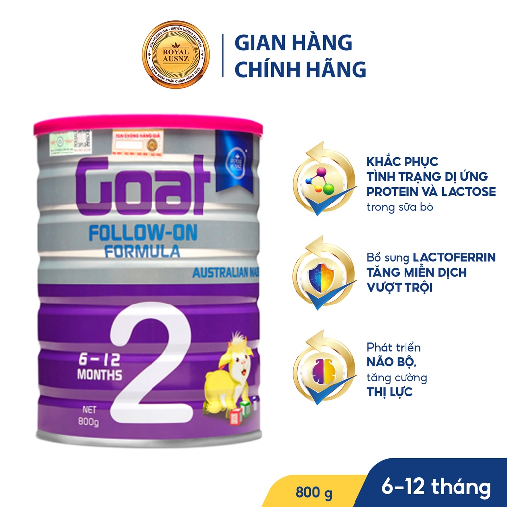 Sữa Dê Hoàng Gia Úc Goat Follow-On Formula 2 Bổ Sung Dinh Dưỡng Cho Bé ROYAL AUSNZ 800g