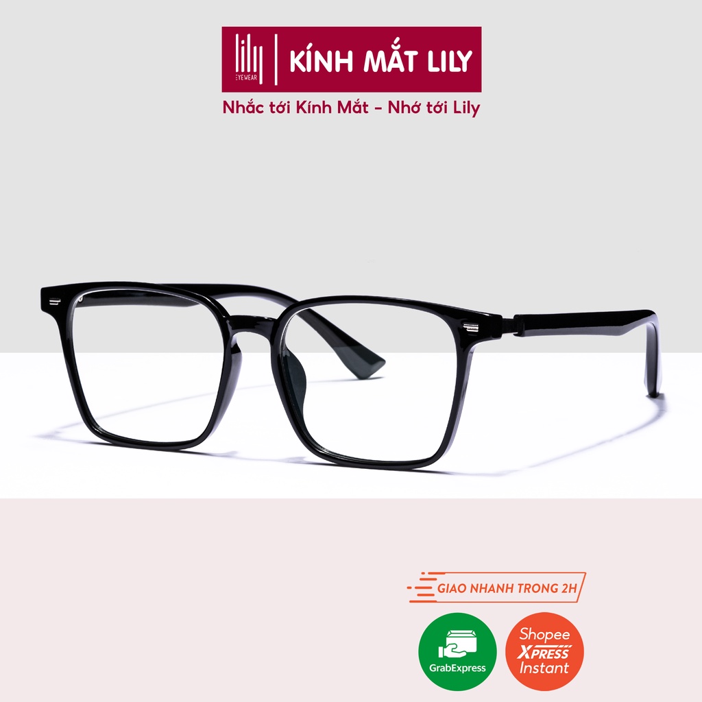 Kính cận vuông nam nữ LILYEYEWEAR mắt to chống bụi đi đường kiểu dáng cơ bản dễ đeo TJ867