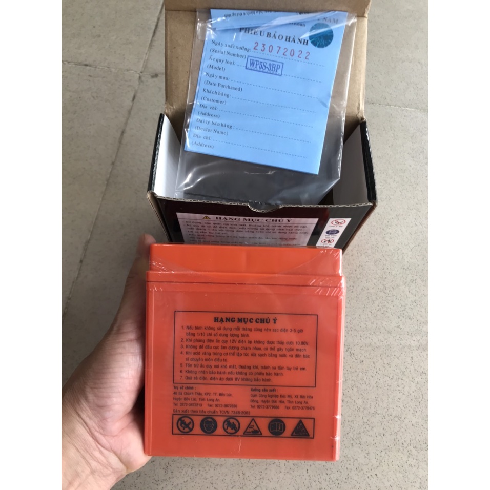 Bình Ắc Quy Xe Máy Globe WP5S-3BP 12V 6Ah Dành Cho Xe Dream, Wave, Viva, Jupiter, Sirius