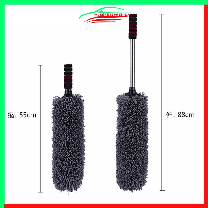 Chổi nano đen lau rửa xe ô tô 360 tròn sợi siêu mịn điều chỉnh điều dài