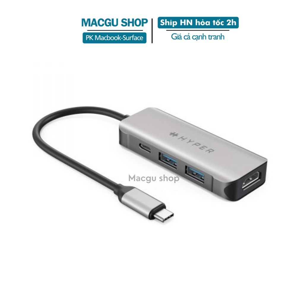 Cổng chuyển HyperDriver HDMI 4K/60Hz 4in1 USB-C Hub (HD41) - cho MacBook, iPad, Chromebook, PC và smartphone