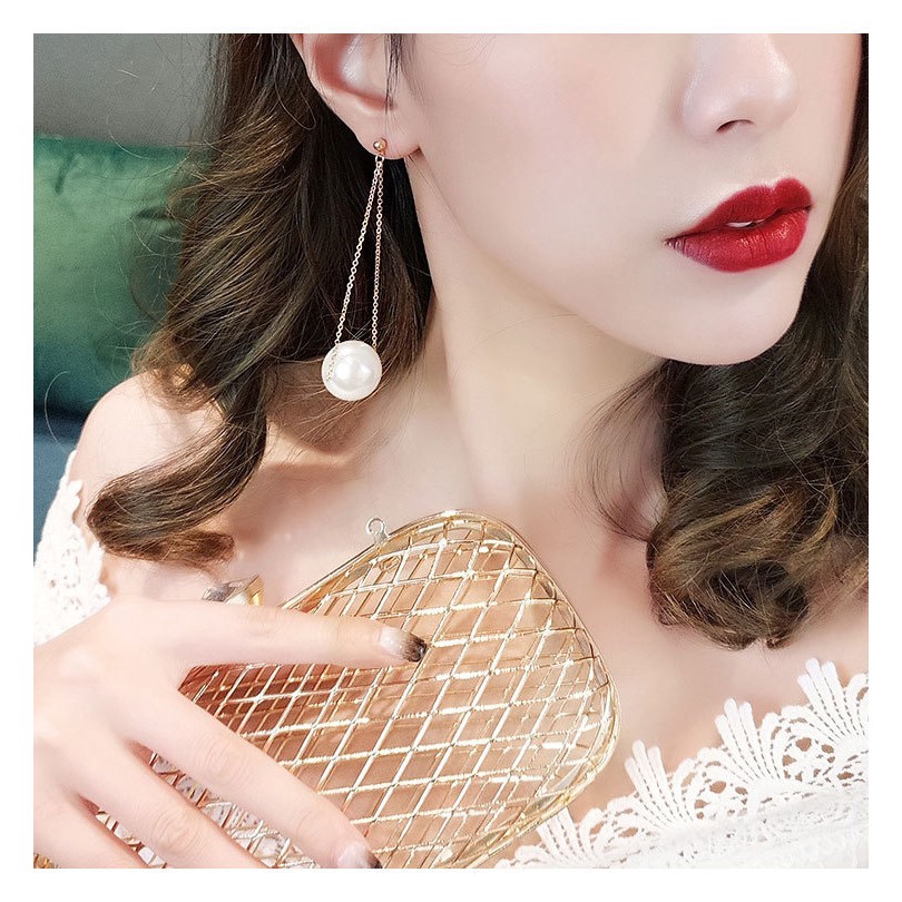 Đôi khuyên tai dáng dài đính ngọc trai giả thời trang xinh xắn cho nữ