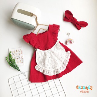 VÁY BABYDOLL ĐỎ KÈM TURBAN DỄ THƯƠNG CHO BÉ