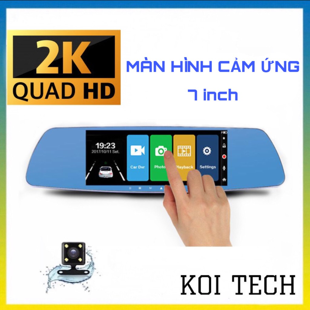 camera hành trình ô tô màn hình cảm ứng ECES A99  dạng gương chiếu hậu