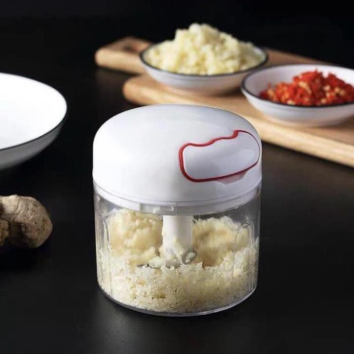 Máy xay tỏi ớt mini lưỡi cắt sắc, dụng cụ say tỏi ớt kéo tay