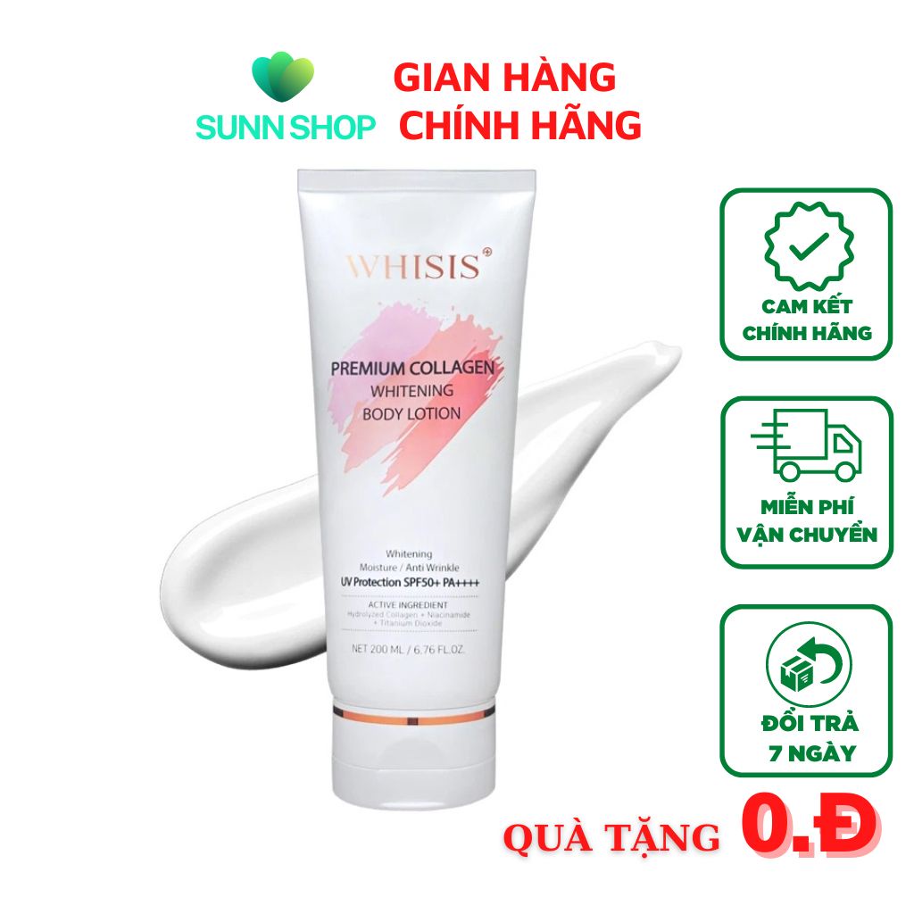 Kem Dưỡng Thể Trắng Da Chống Nắng WHISIS - Premium Collagen Whitening Body Lotion 200ml.