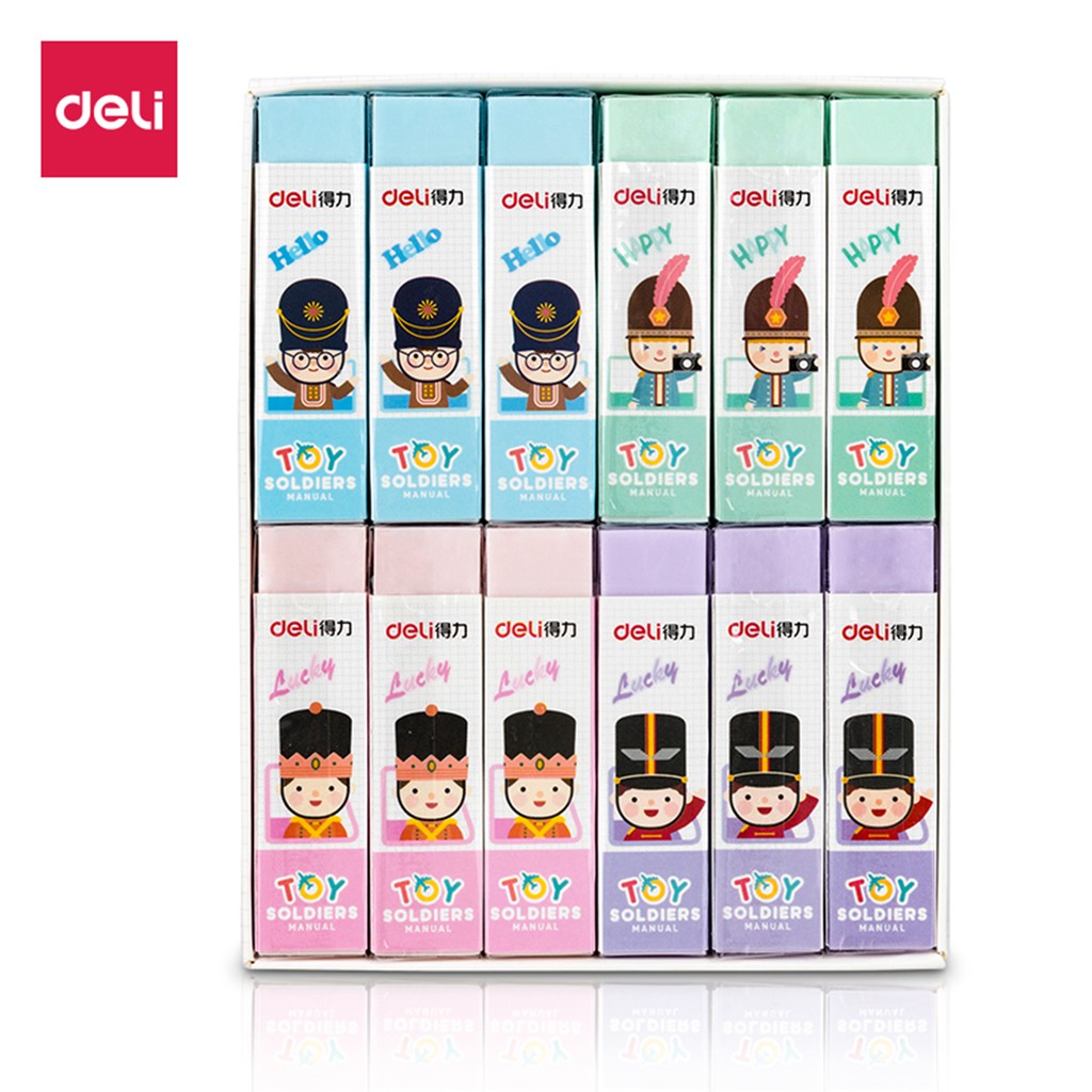 Gôm Tẩy chì hình chú lính chì Deli - Màu pastel - Tẩy sạch, ít vụn, không mòn giấy - An toàn, phù hợp học sinh, trẻ em