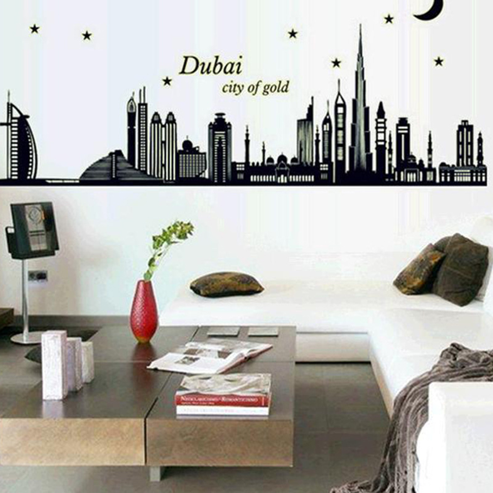 Miếng Dán Tường Trang Trí Chống Nước Tháo Được Hình Thành Phố Dubai