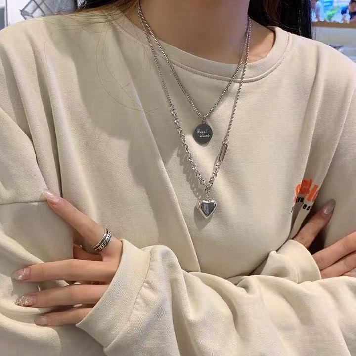 Dây chuyền nữ Madeline VC04 vòng cổ đôi trái tim tuyệt đẹp phong cách cá tính