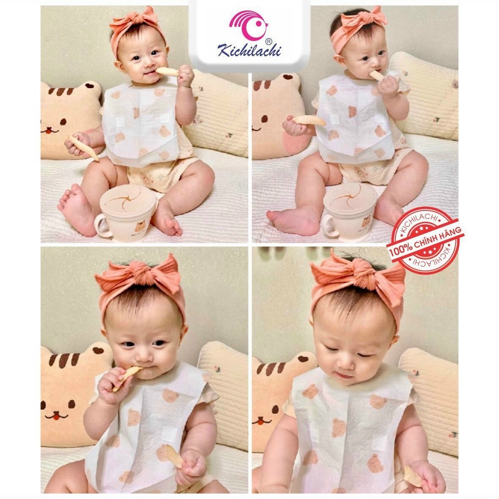 Hộp 20 chiếc yếm ăn dặm giấy dùng 1 lần Kichi cho bé (yếm giấy)