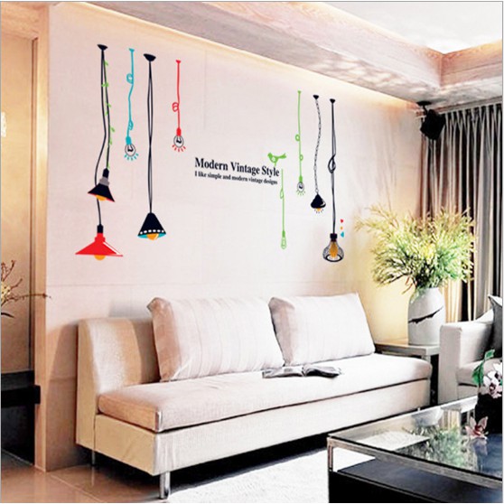 Decal trang trí tường đèn chùm 02