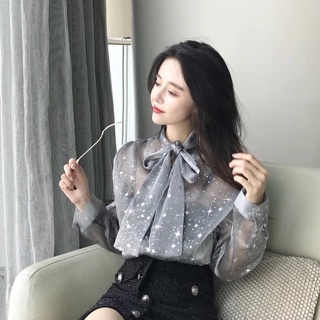 Áo cổ nơ bling bling (KÈM HÌNH THẬT)