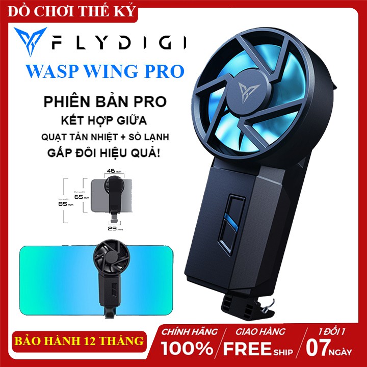 Flydigi Wasp Wing Pro | Quạt tản nhiệt dành cho điện thoại kết hợp sò lạnh quạt khí, siêu mát, LED RGB siêu ngầu