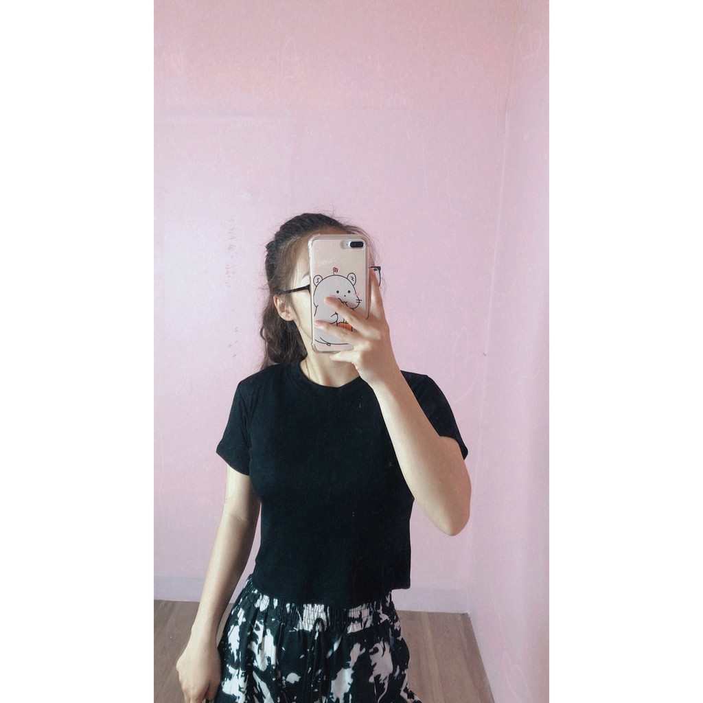 Áo croptop body thun cộc tay nữ dáng ôm sexy cá tính | BigBuy360 - bigbuy360.vn