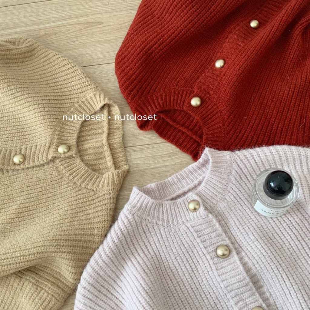 Áo cardigan len cổ tròn cúc vàng đồng _A0321 | BigBuy360 - bigbuy360.vn