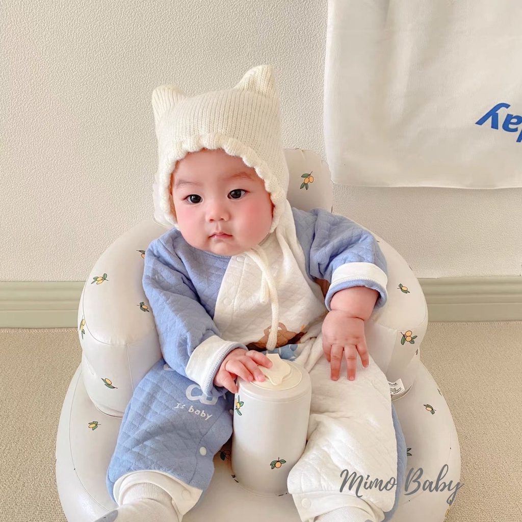 Mũ len trơn cột dây phong cách hàn quốc cho bé 3-12m Mimo Baby ML56