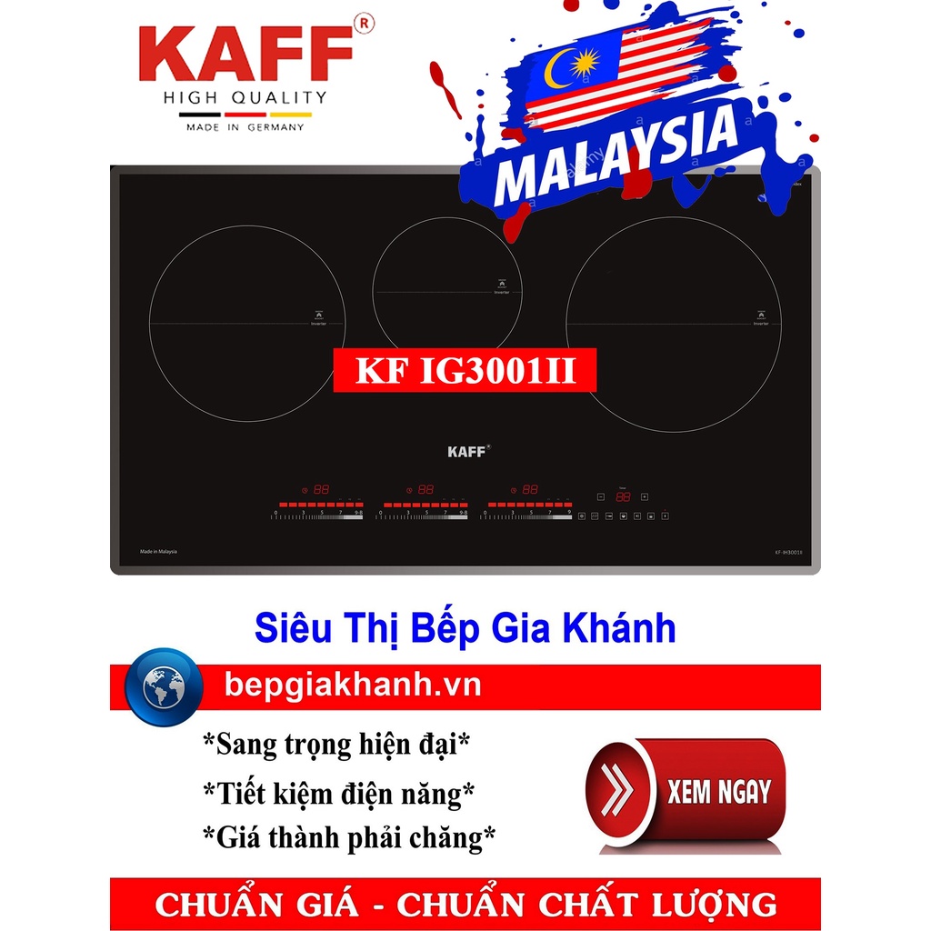 [HCM]Bếp từ 3 vùng nấu Kaff KF IG3001II nhập khẩu Malaysia