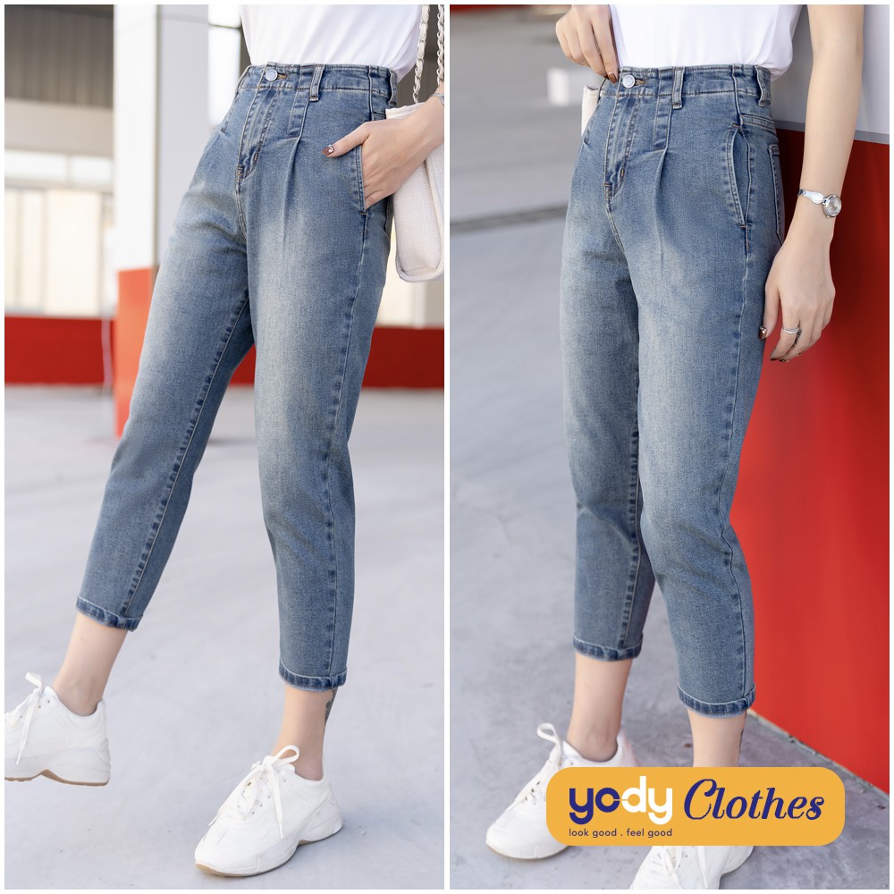 Quần jean baggy nữ YODY lưng cao co giãn tốt tôn dáng QJN3076