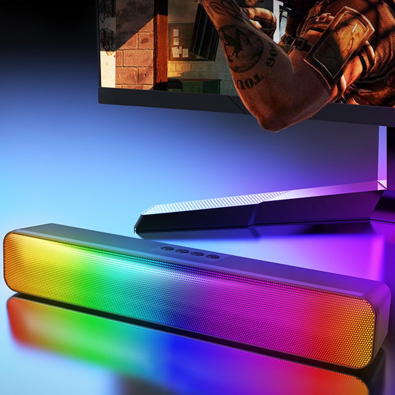 Loa bluetooth soundbar RGB N8 cao cấp âm thanh vòm 3D phiên bản đặc biệt dùng cho máy tính vi tính, có đèn LED.