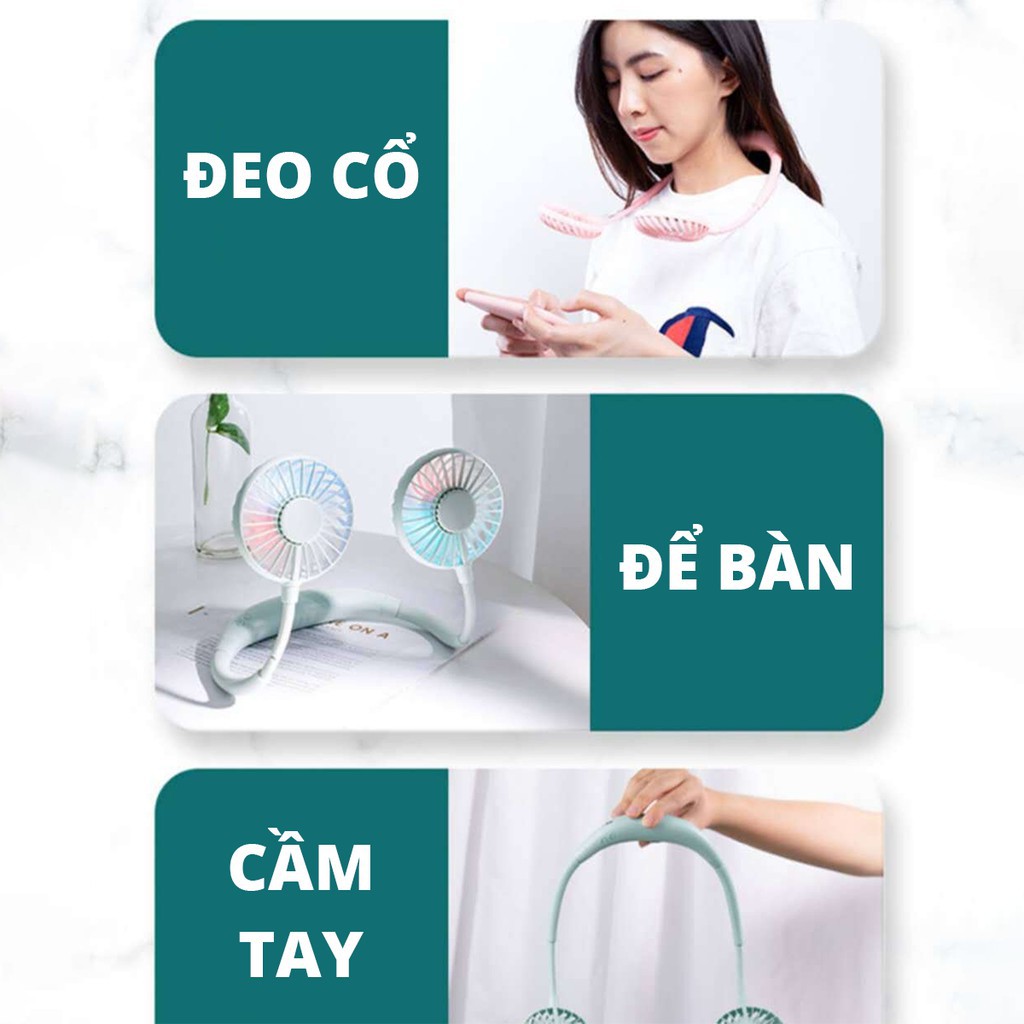 PVN14749 Quạt mini đeo cổ có đèn Led siêu mát T2 .