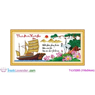 [T-LV3265]Tranh thêu chữ thập Thư pháp Thuận Buồm Xuôi Gió  (116x54cm)