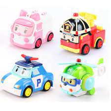 Bộ 4 xe ô tô mô hình nhân vật Robocar Poli chạy đà đồ chơi trẻ em