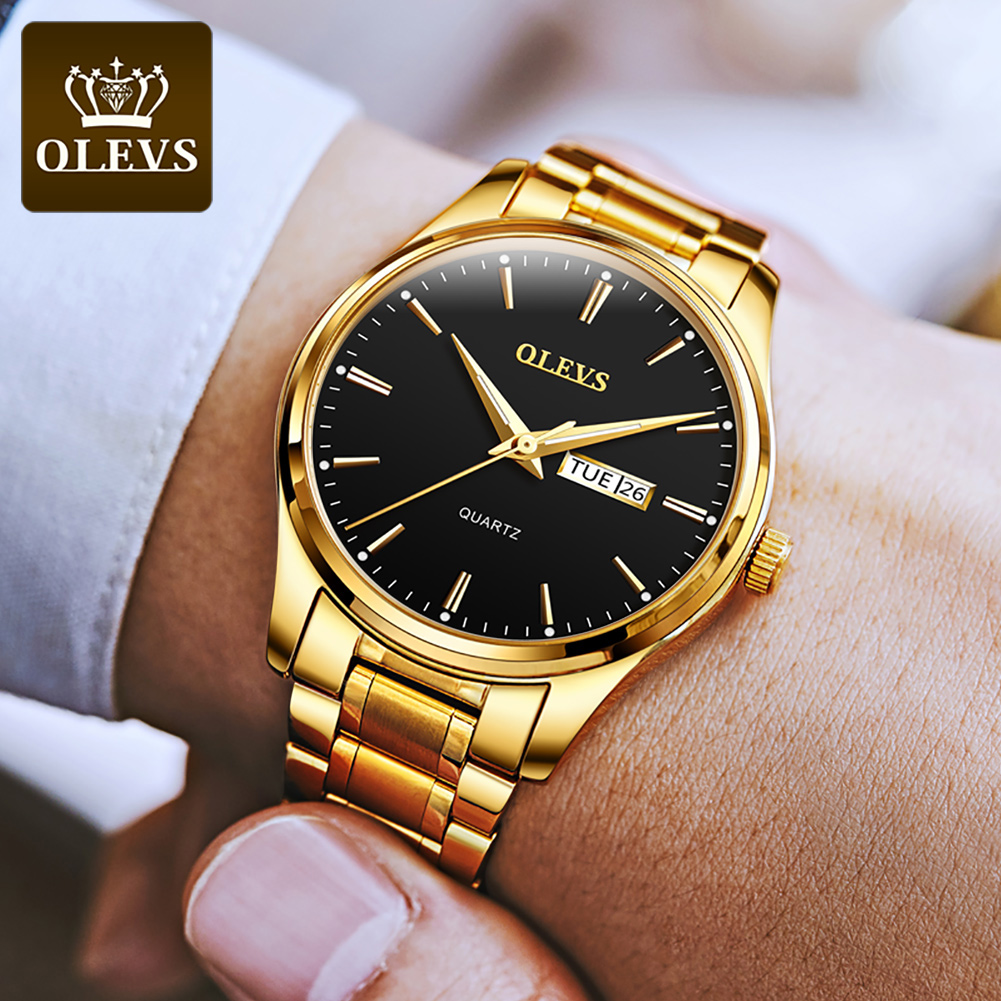 OLEVS Đồng Hồ Nam Quartz Dây Thép Không Gỉ Dạ Quang Chống Nước Chính Hãng 6898