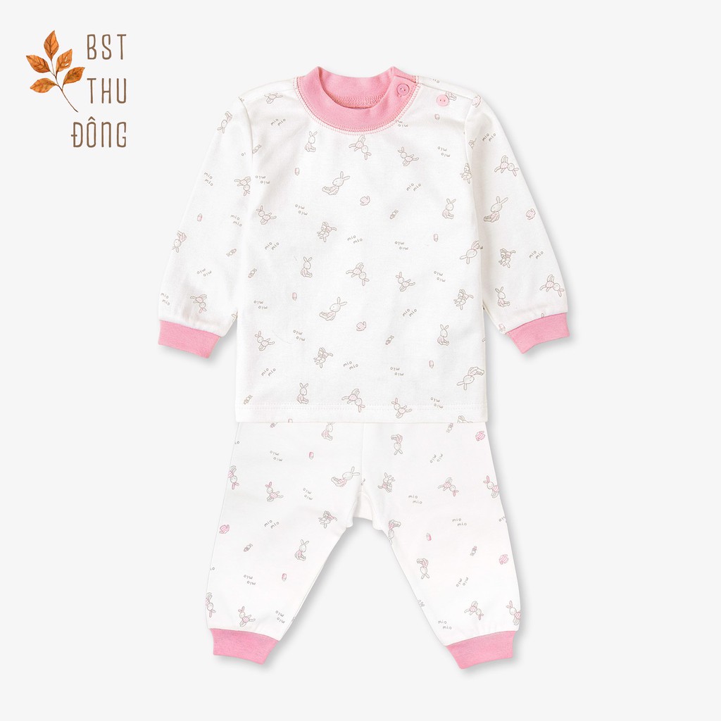 Bộ Nút Vai Thu Đông MIOMIO, Họa Tiết: Thỏ, Sọc, Mèo Mây Cho Bé Trai Bé Gái , Vải Interlock Cotton