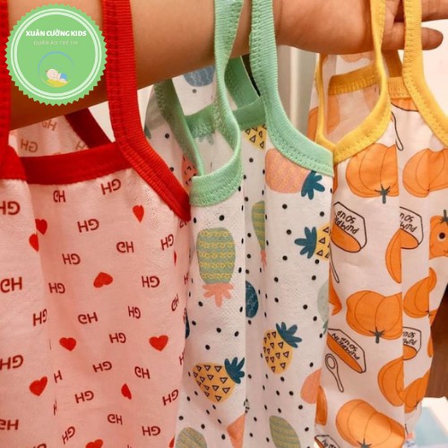 Bộ 2 dây cho bé, đồ bộ 2 dây mùa hè Xuân Cường Kids cho bé gái chất cotton có lỗ thông hơi size từ 6 đến 18kg