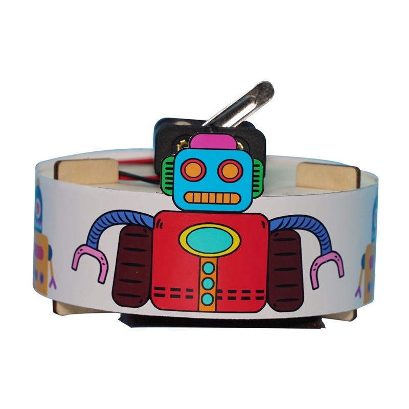 Mô Hình Robot lau nhà lắp ghép bằng gỗ, chạy động cơ pin, quà tặng cho bé