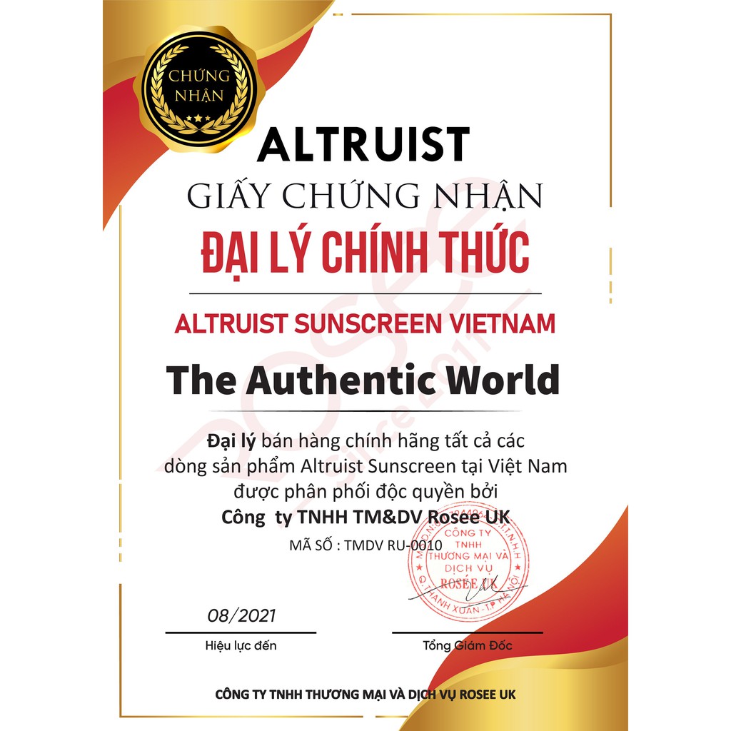 [Bill chính hãng] Altruist - Kem chống nắng Dermatologist SPF 50 100ml