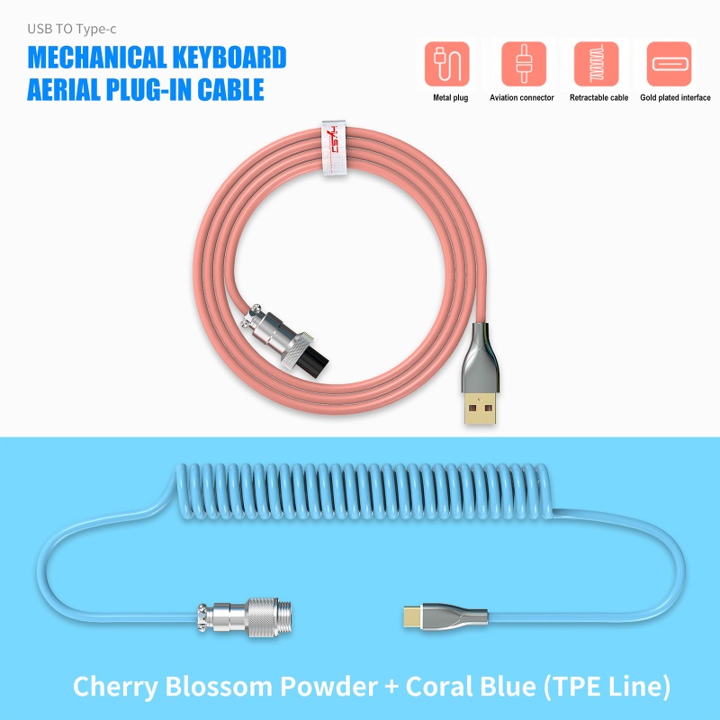 Dây Cáp Lò Xo Nối Bàn Phím Cơ Loại C USB Cho Máy Tính Để Bàn
