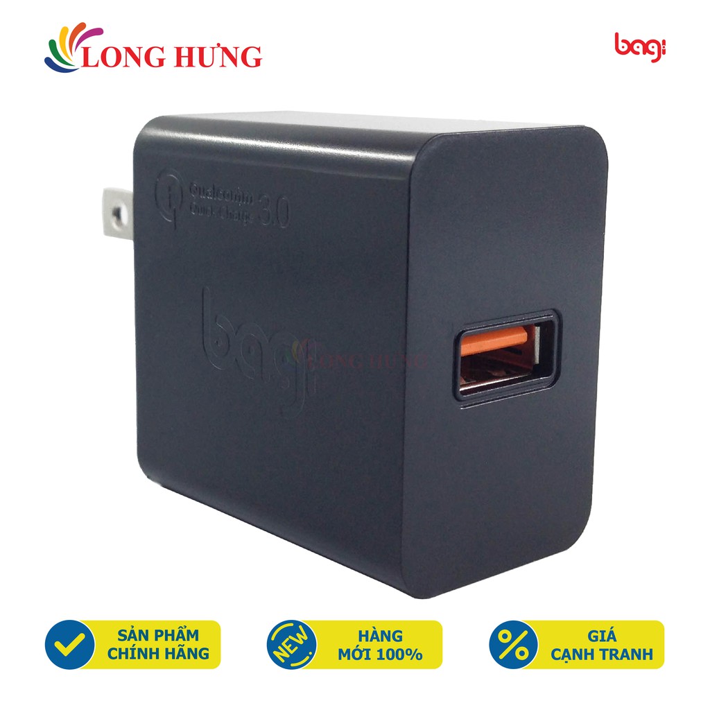 Cốc sạc Bagi QC 3.0 2A 1USB CE-M30 2019 - Hàng chính hãng - Cổng ra USB tiện lợi Dòng điện ổn định Tuổi thọ cực cao