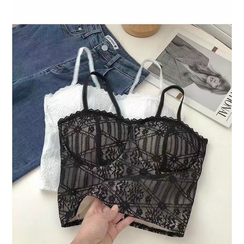 Hàng cao cấp - Áo bra ren 6D lưng chun kèm đệm sang chảnh