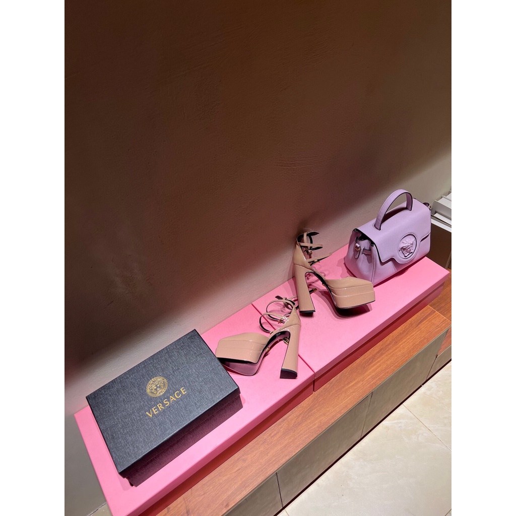 Giày cao gót nữ da thật thời trang cao cấp Versace phong cách quyến rũ, thu hút