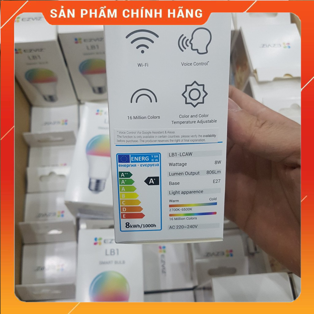 Đèn LED thông minh EZVIZ CS-HAL-LB1-LCAW  bật tắt từ xa qua app điện thoại - Hàng chính hãng