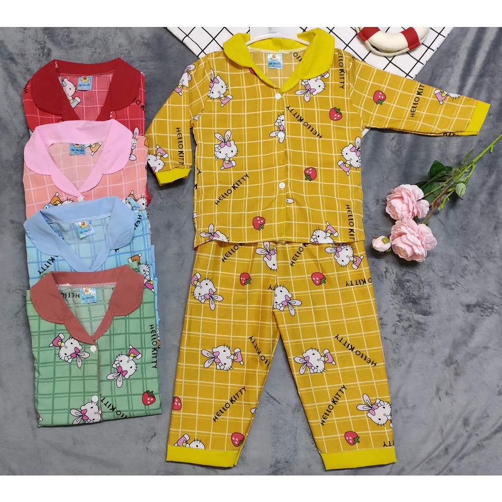 ( họa tiết ngẫu nhiên) Bộ lụa pijama bé gái