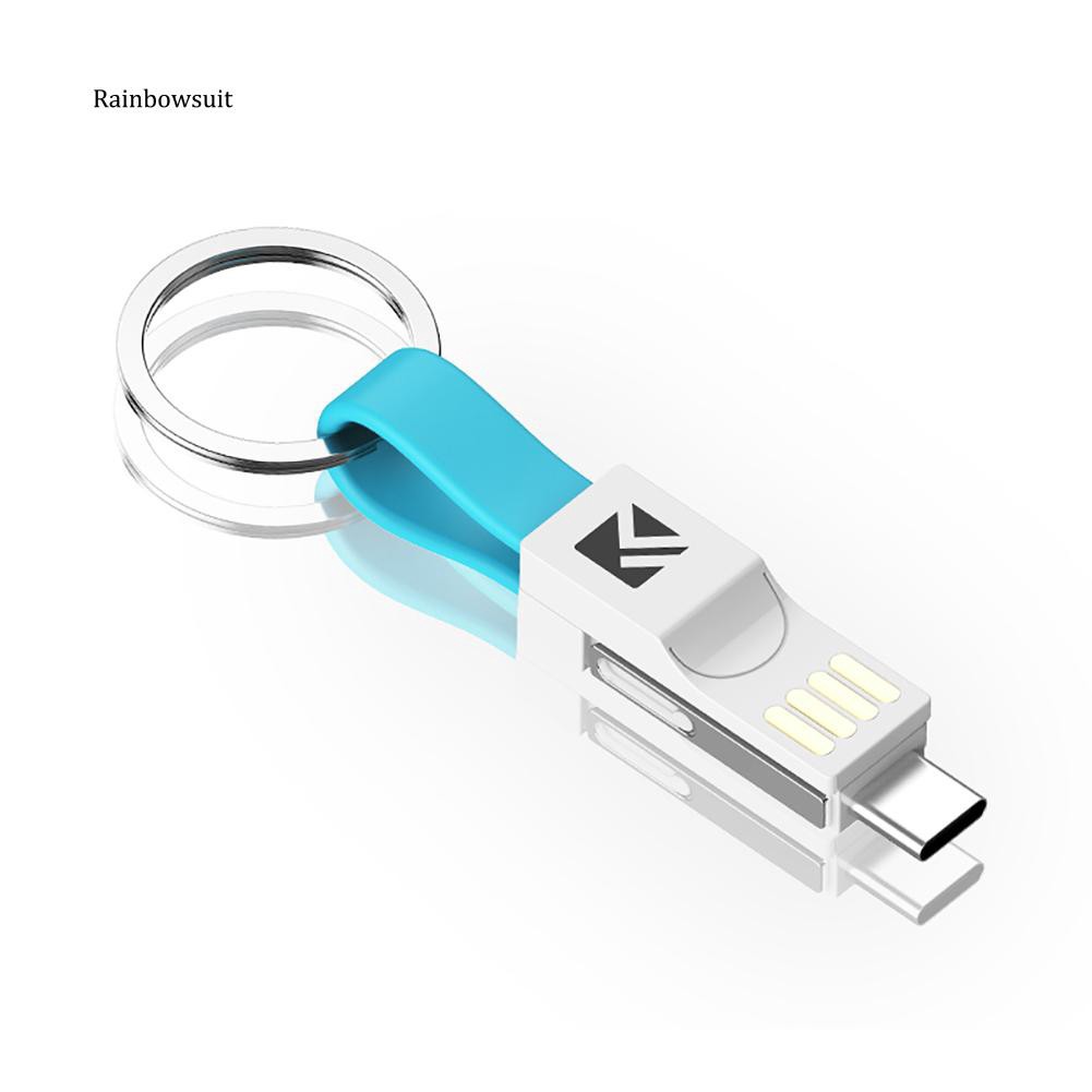 Móc khóa dây sạc 2A đầu Micro USB Type C cho Android iOS