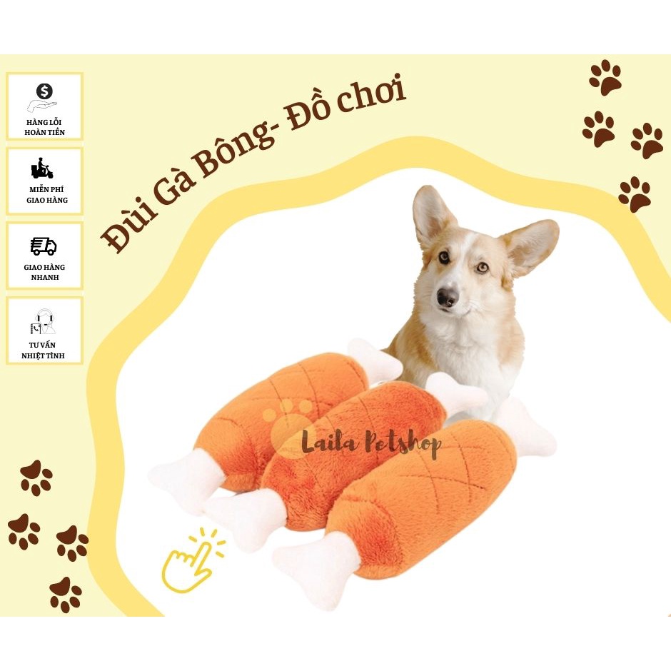 Đồ Chơi Gấu Bông Hình Đùi Gà Cho Thú Cưng - Laila Petshop