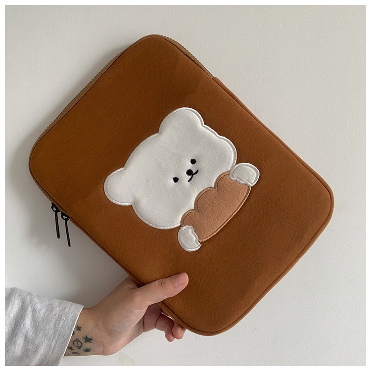 Túi đựng laptop/máy tính bảng 13 inch 15 inch 11 inch in hình gấu dễ thương phong cách hàn quốc