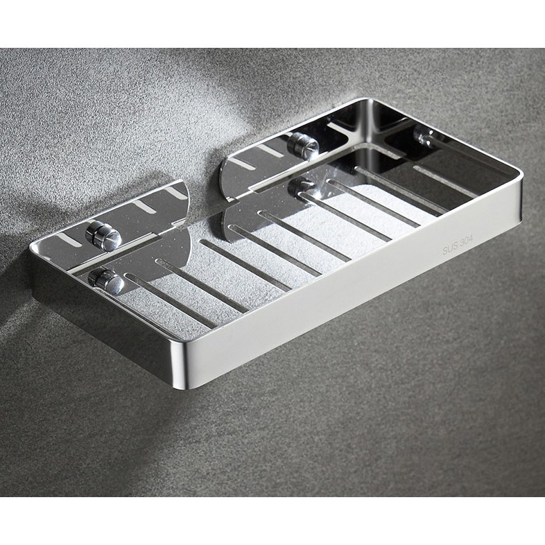 Khay đựng xà phòng, xà bông Inox SUS 304 dán tường hoặc khoan tường Size L
