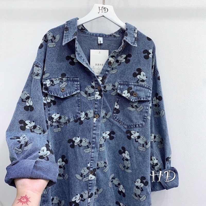 Áo sơ mi jean mickey QC