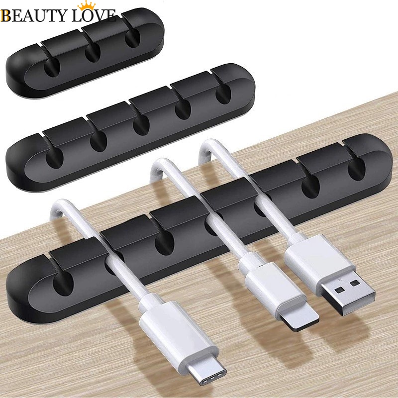Kẹp Sắp Xếp Dây Cáp Sạc USB 7 Lỗ Bằng Silicone Tiện Dụng