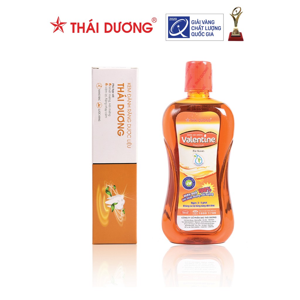 Bộ chăm sóc răng miệng toàn diện - Kem đánh răng Thái Dương 150g & Nước súc miệng Valentine 500ml