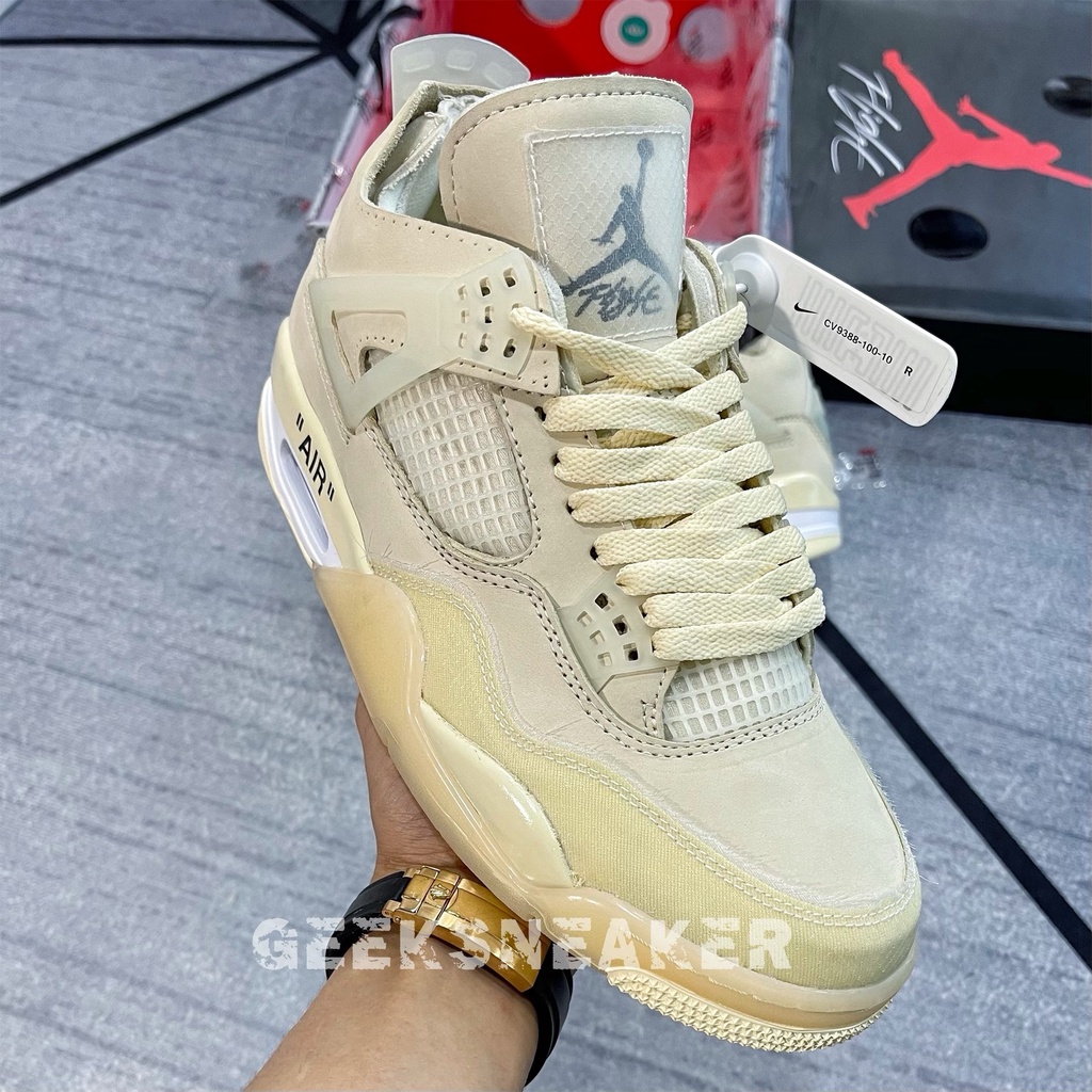 [GeekSneakerZone] Giày Sneaker  Air Jordan 4 Retro Off-White Sail (W)
