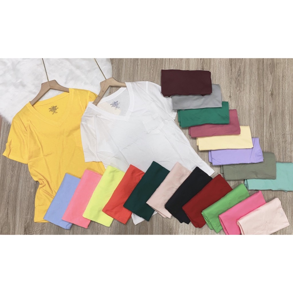 Áo thun cổ tim trơn có túi MAMY3004200