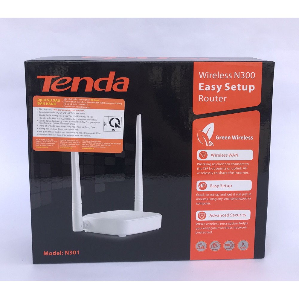 BỘ PHÁT WIFI TENDA 2 RÂU N301