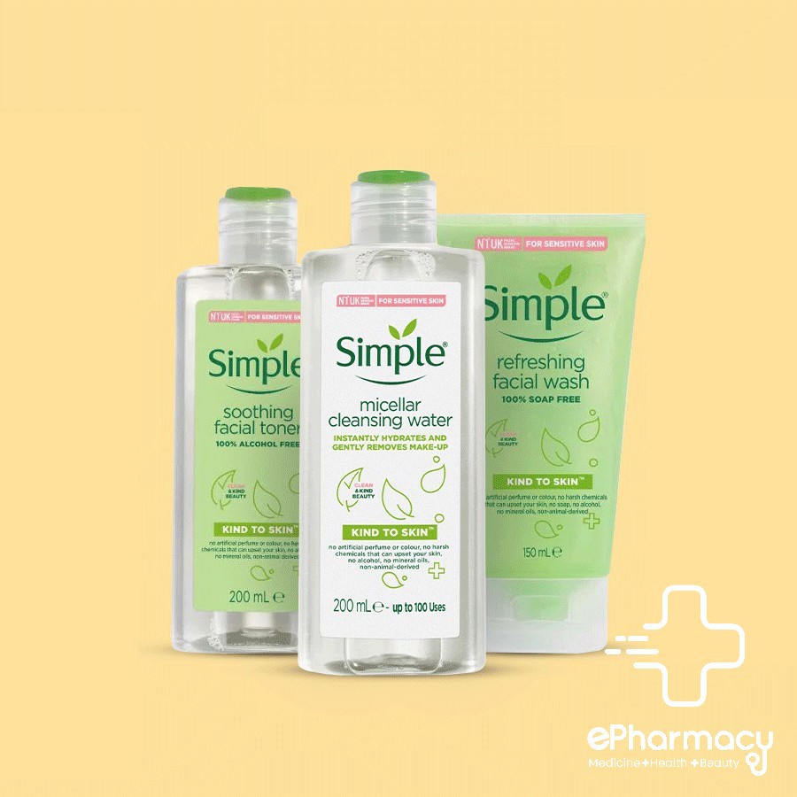 COMBO SIMPLE Tẩy trang + Sữa rửa mặt + Toner Simple (Bộ 03 món)