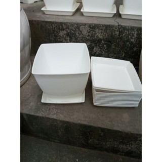 sét 5 cái chậu nhựa vuông 16cm kèm đĩa siêu bền đẹp