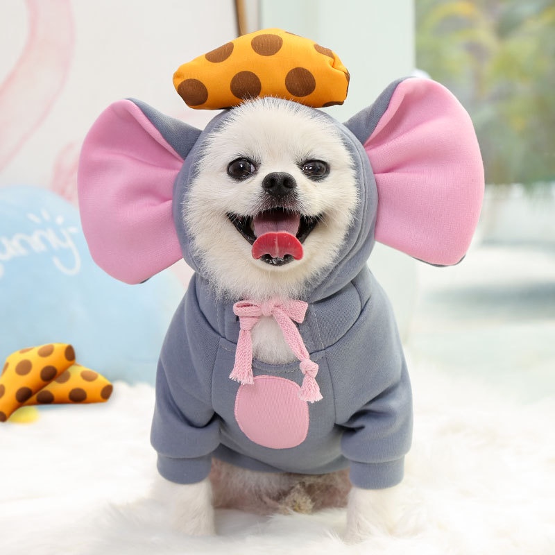 Áo Hoodie Vải Lông Cừu Hai Lớp In Hình Chuột Dễ Thương Thời Trang Thu Đông Dành Cho Thú Cưng